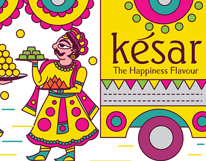 Kesar Space Branding in Phad Painting Illustration