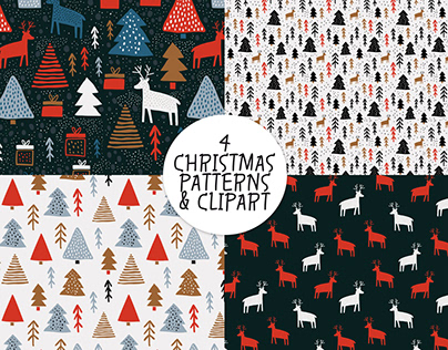 004 christmas patterns and clipart