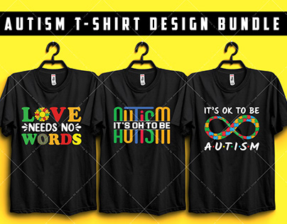 Autism Typography T-shirt Design Bundle