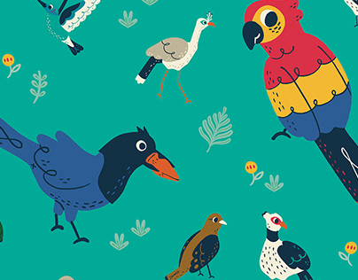 Brazilian birds textile pattern - Meu Território