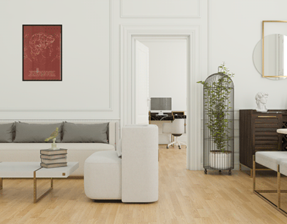 3D Living Room Render