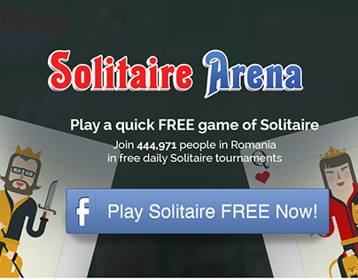 Landing Page for Facebook Game SolitaireArena
