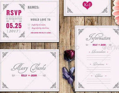 Pinky Love Wedding Invitation Package 