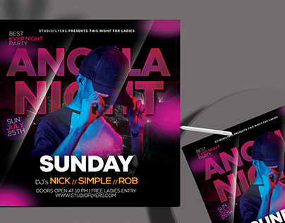 Angela Night Club Free PSD Flyer Template