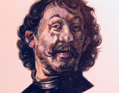 The Laughing man, study of Rembrandt technique