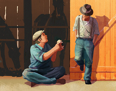 Book cover illustration for ”Of Mice And Men”