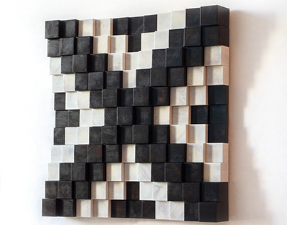 Geometric black and white abstraction. Wall sculpture