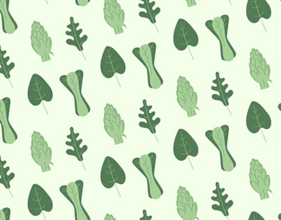 Pattern with leaves, artichoke and leek