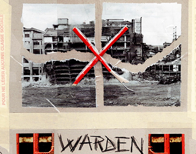 "Warden Warden" mixed media collage
