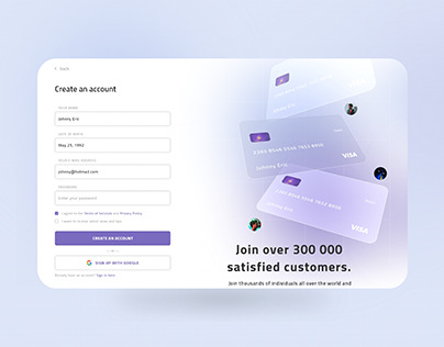 Daily UI Design Challenge - Create account by 10Clouds