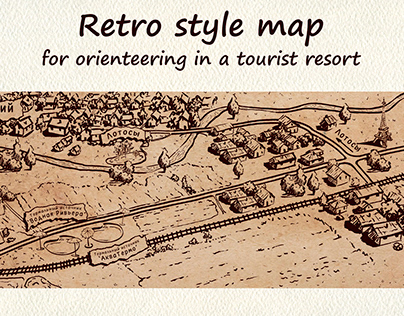 Retro style map for tourist resort