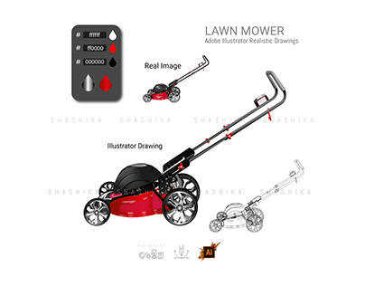 Lawnmower Realastic Vector Drawing
