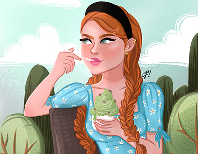 Ice cream, braids and summer dress