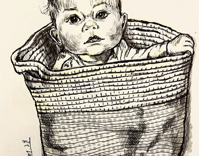 Freehand baby portrait drawing 240128