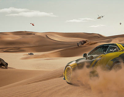 Manipulação de imagens- Corrida de carros no deserto