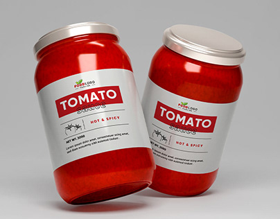 Tomato sauce product packaging label sticker design.