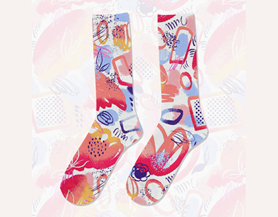 Apparel Sock Design - Abstract Girly Colorful Theme