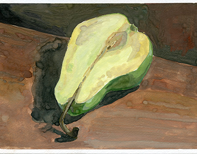Sketches of pears in gouache