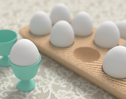 Egg Cups and Wooden Holder
