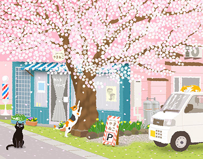 TABINEKO-Cherry blossom street Barber shop