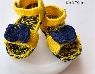 Crocheting and knitting baby shoes