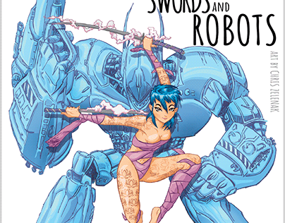 Swords and Robots sketchbook cover art