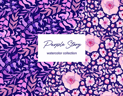 Purple Story. Watercolor collection.