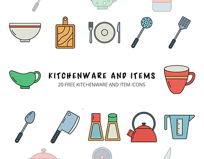 Kitchenware and Items Vector Free Icon Set