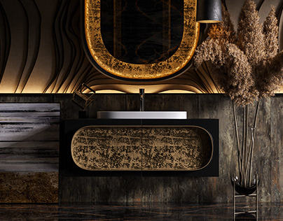 Smooth Gold - Bath Cabinet Design | 3D Visualization