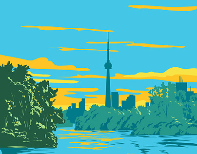 Toronto Islands Park in Lake Ontario WPA Poster Art
