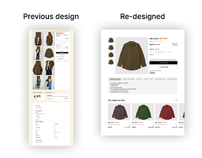 Redesigning an ecommerce product details page