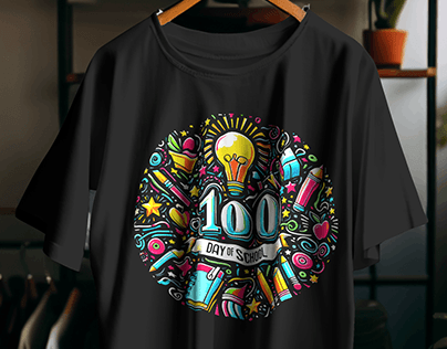 100 DAY OF SCHOOL .Typography t-shirt design