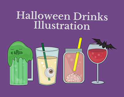 Halloween Drinks - 4 Vector Illustrations