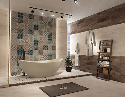 Bathroom tiles design and Visualization ambiant