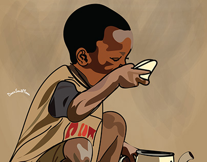 The young African boy with the jug of water