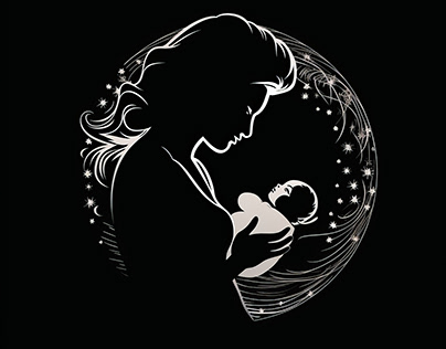 Mother and baby silhouette design