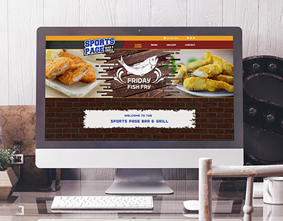 Homepage design for "SportsPage Bar & Grill"