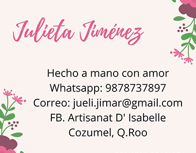 Tarjeta de presentación Julieta Jiménez