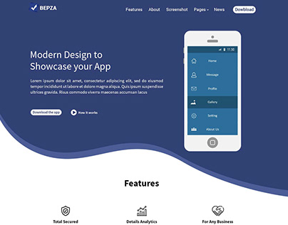 BEPZA - Creative App Landing Page PSD Template