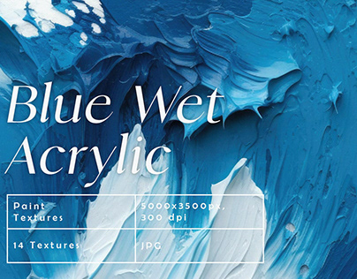 Blue Wet Acrylic Paint Textures