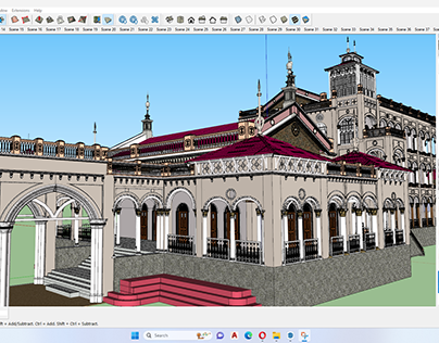 Agakhan Palace, Pune. Create in Sketchup with Animation