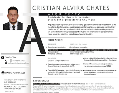Curriculum vitae - Arq. Cristian Alvira Chates