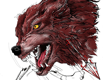 Wolf for tattoo in progress...