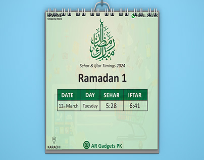Ramadan Timing Calender
