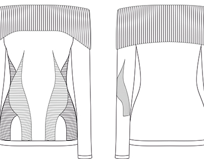 Fashion flat drawing of women's sweater
