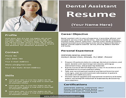Dental Assistant Resume Template in Word Format
