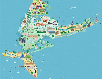 Illustrated city maps. Cartoon