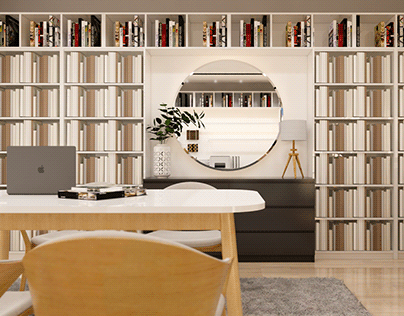 Home office and library design animation