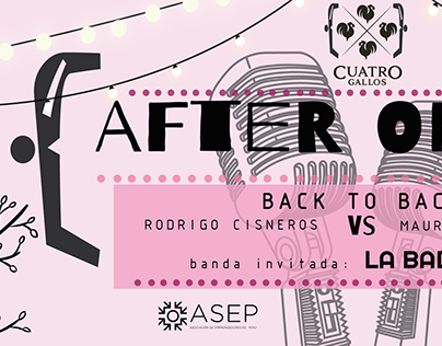 Flyer Evento AFTEROFFICE -Asep & Cuatro Gallos