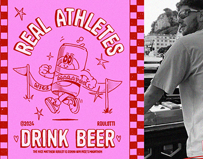 Real athletes drink beer! - T-shirt design & Illu